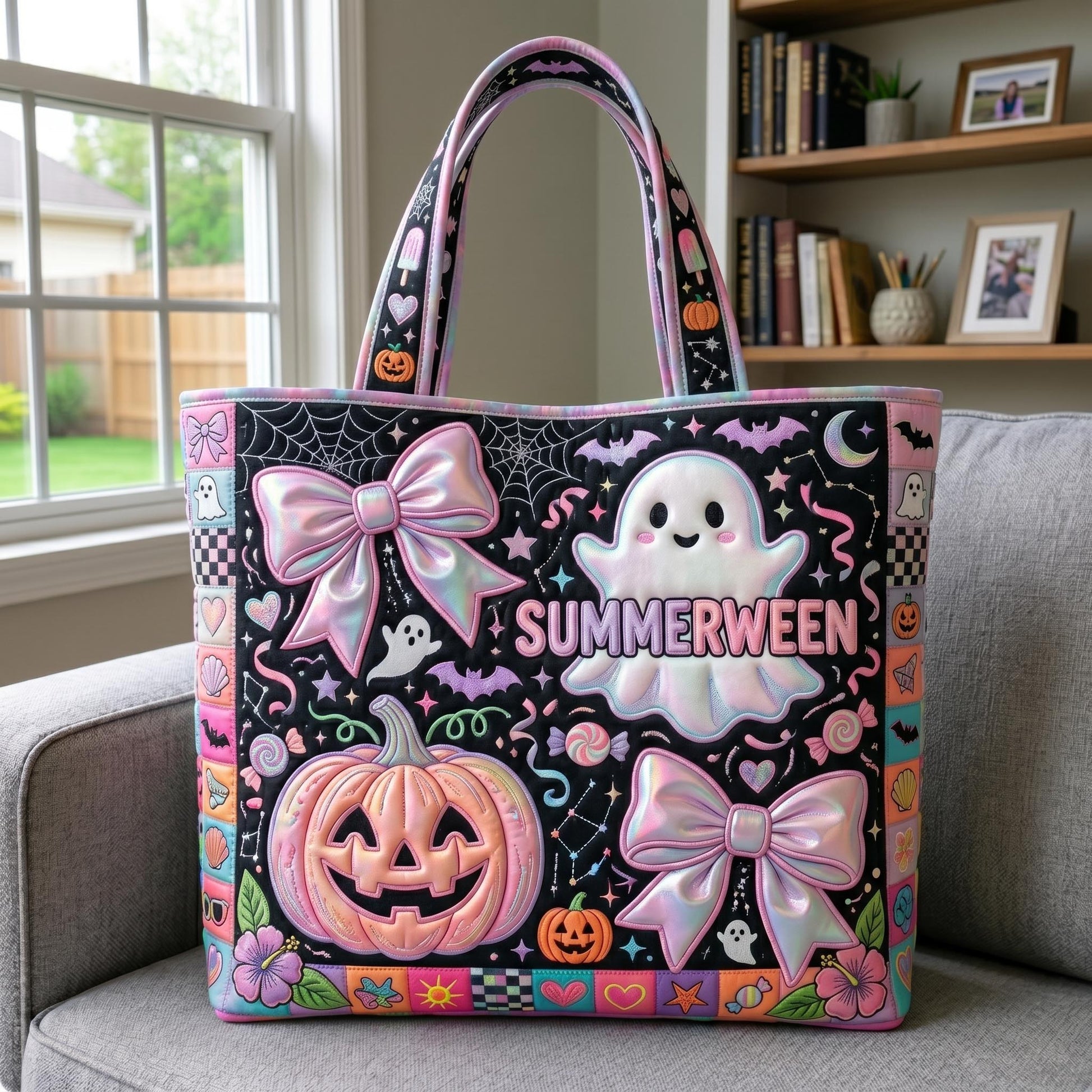 🎃🌴Summerween Ghost Beach Tote Bag