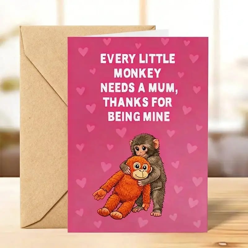 ❤️Punch the Monkey Cute Mother's Day Card A playful, heartfelt way to say “thank you” to the best mum in the jungle this Mother’s Day!