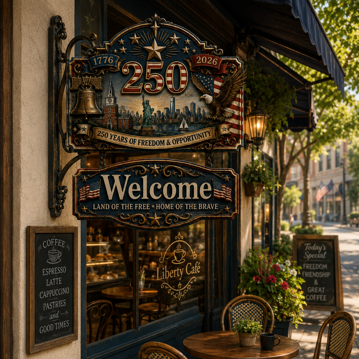 USA 250th Anniversary Welcome Sign