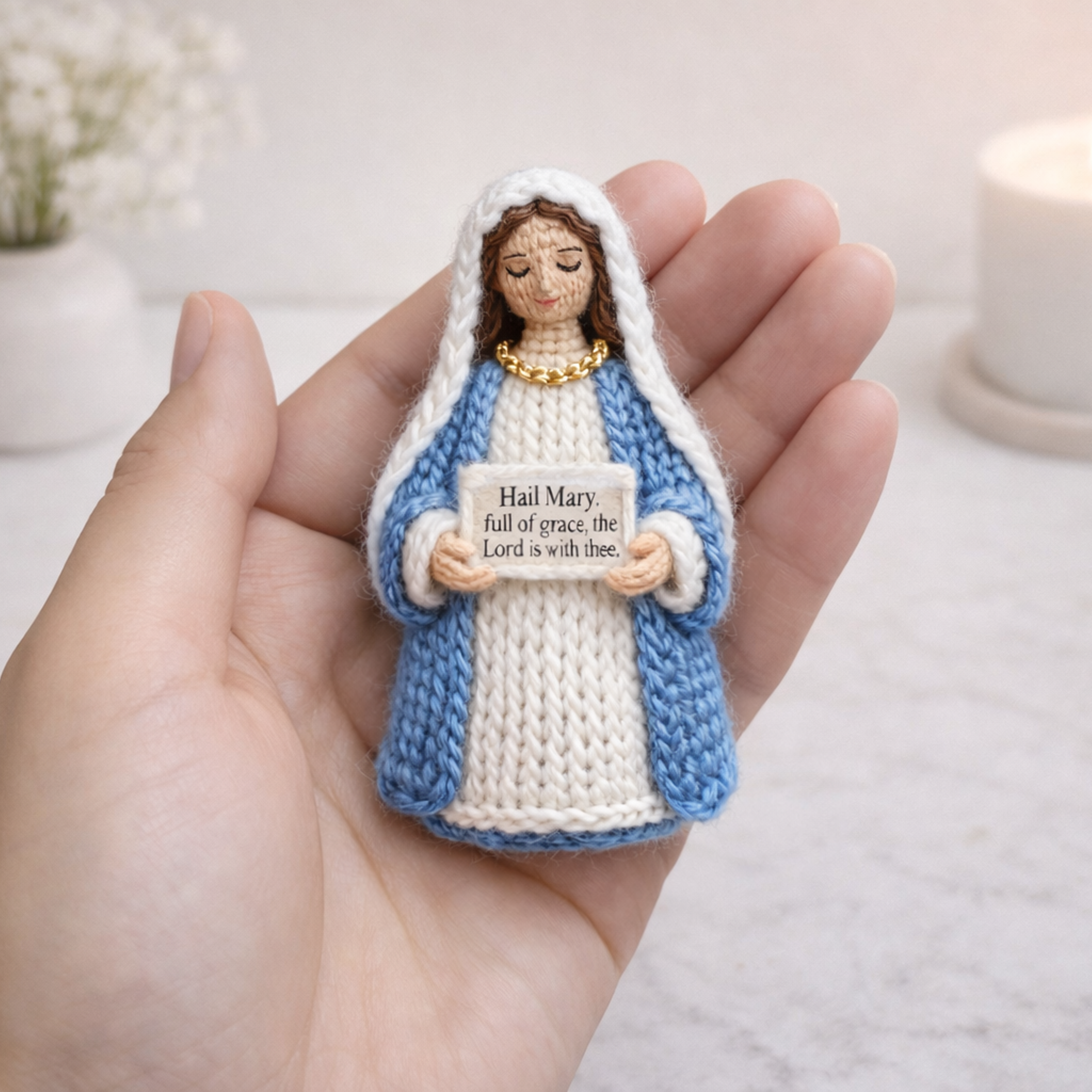 Handmade Crochet Mini Jesus – “I Am With You Always”