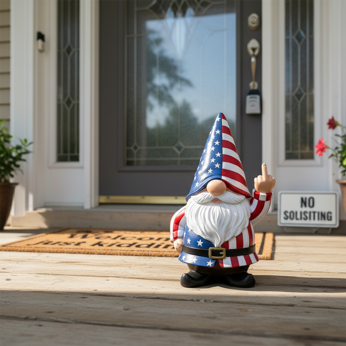 The Grumpy Guardian: Rude Middle Finger Gnome