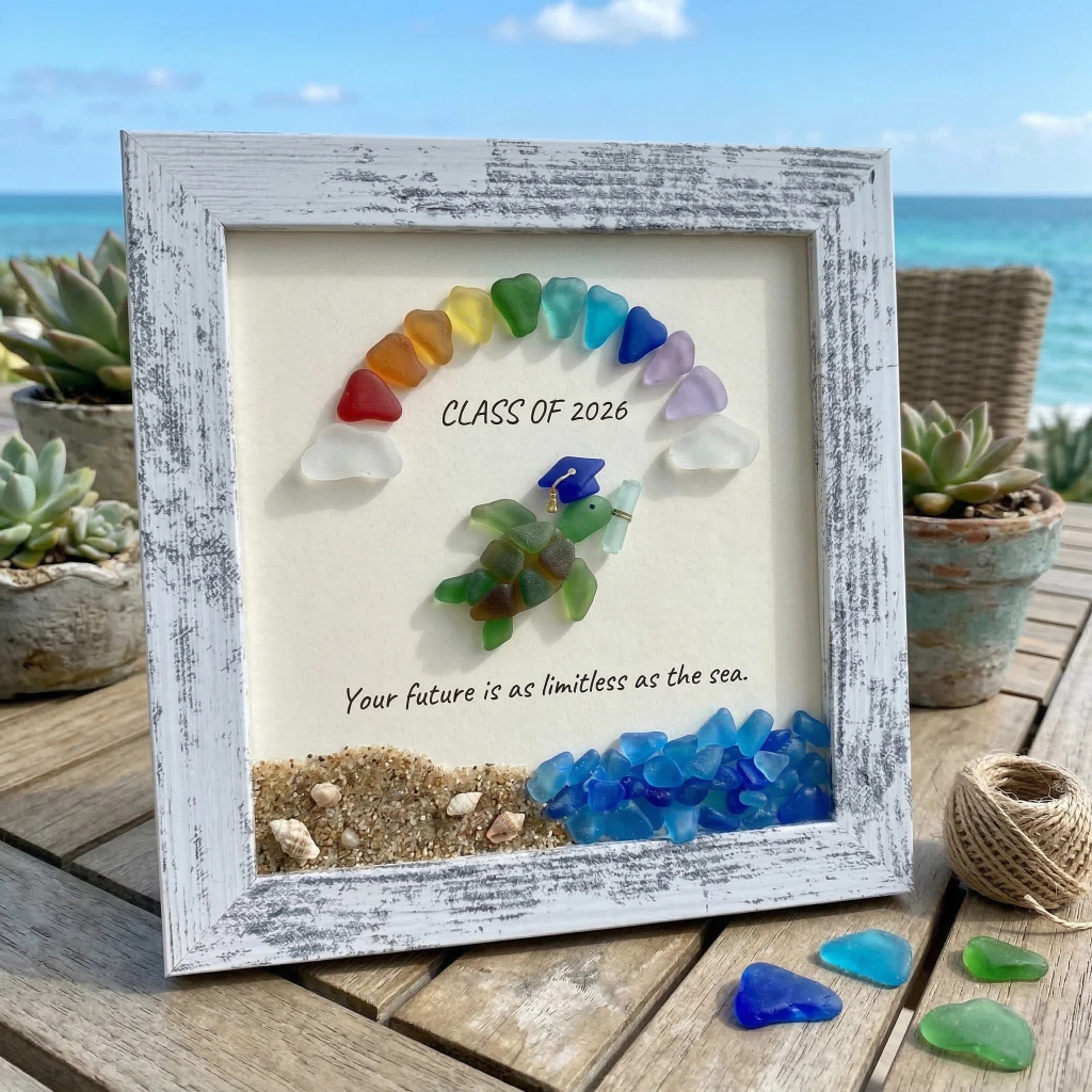 Sea Glass Graduation Art Class of 2026 Keepsake Gift