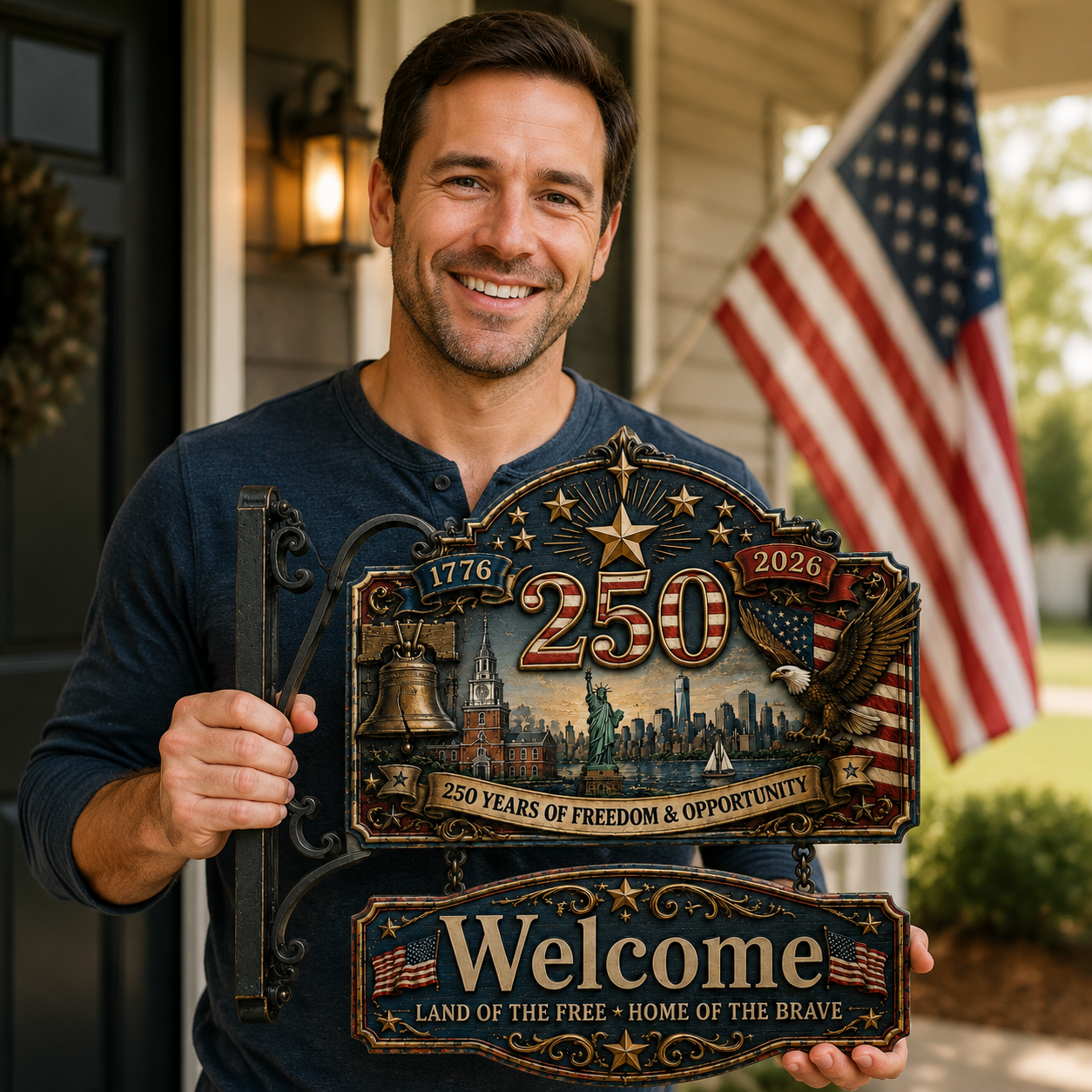 USA 250th Anniversary Welcome Sign