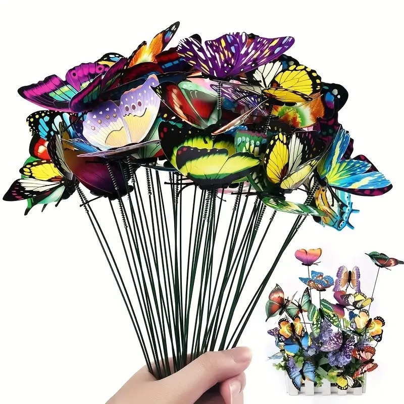 25-piece glowing butterfly stakes