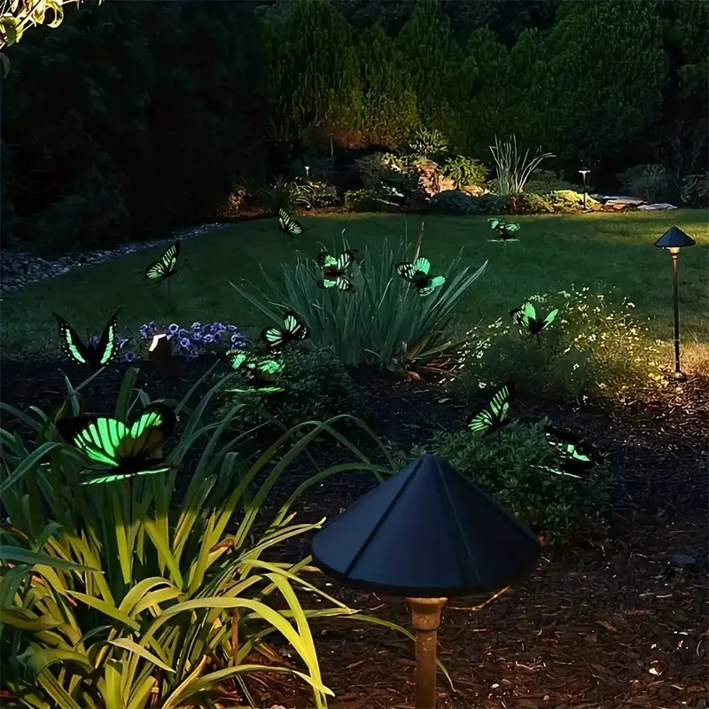 25-piece glowing butterfly stakes