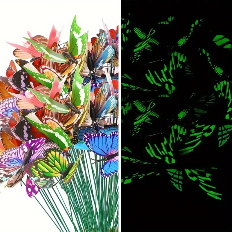 25-piece glowing butterfly stakes