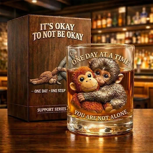 🐒 Punch the Monkey Comfort Whiskey Glass – You Are Not Alone Edition