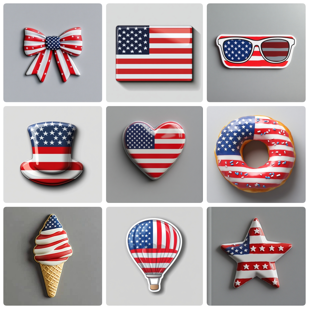 American Flag Style Fridge Magnet (9Pcs)
