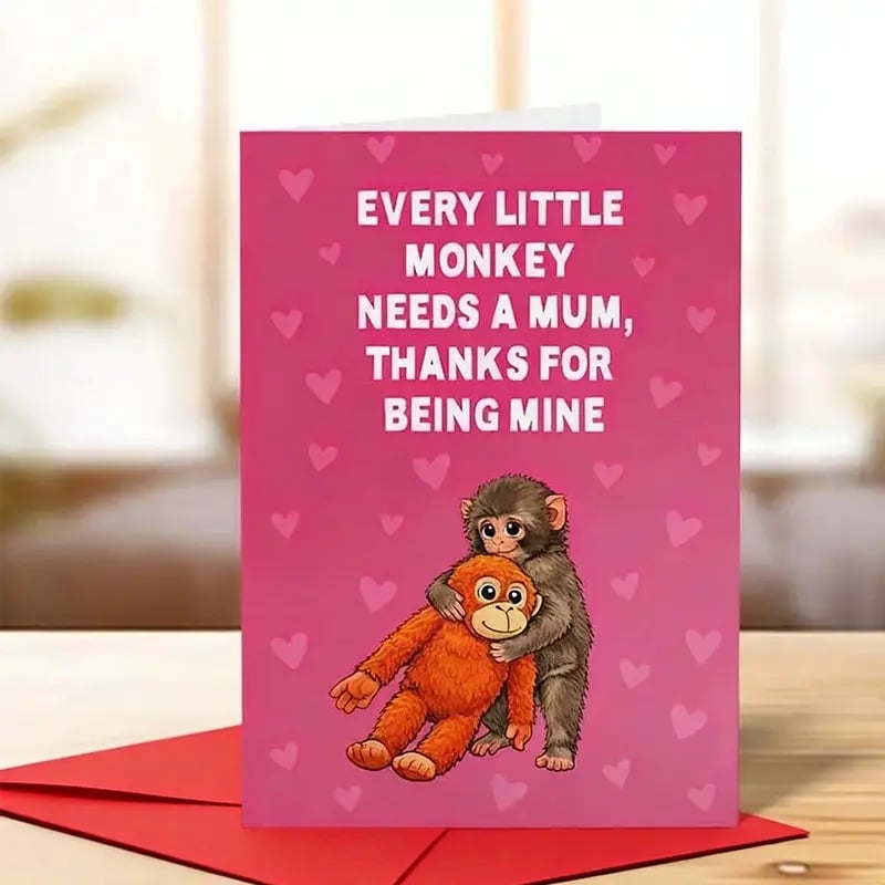 ❤️Punch the Monkey Cute Mother's Day Card A playful, heartfelt way to say “thank you” to the best mum in the jungle this Mother’s Day!