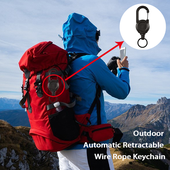 🔥HOT SALE🔥Outdoor Automatic Retractable Wire Rope Keychain