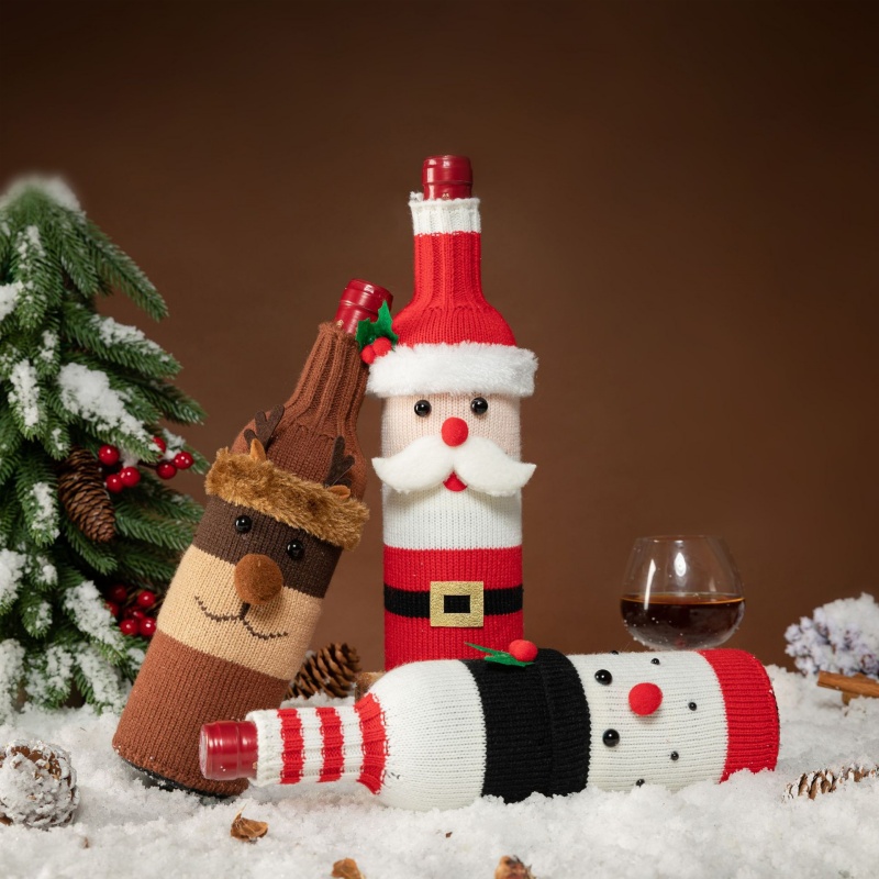 🎅Christmas Cartoon knitted wine bottle set🍷