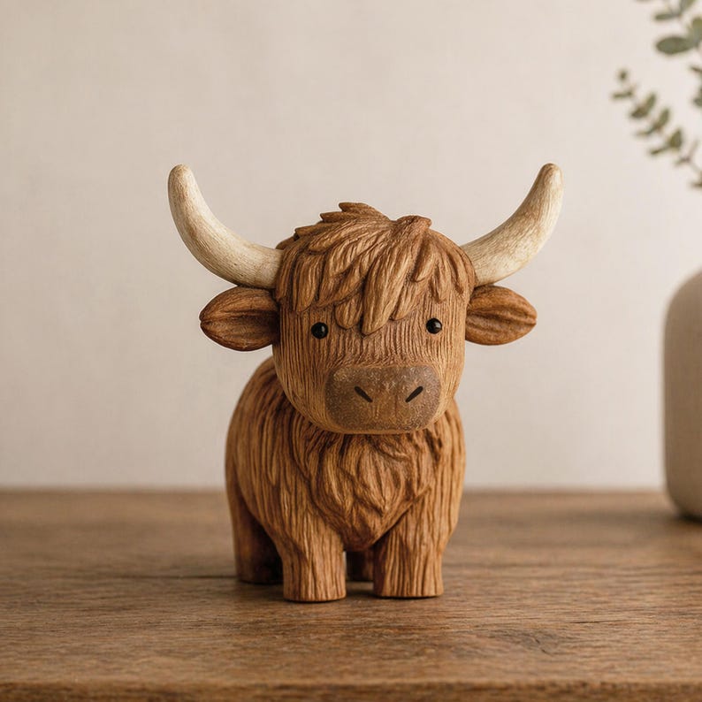 🐮"No Moos Given" Sassy Highland Cow Desk Statue  – The Perfect Antidote to a Chaotic Day 