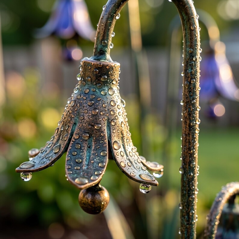Metal Flower Wind Bells Garden Stake