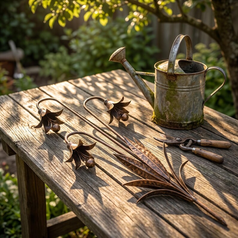 Metal Flower Wind Bells Garden Stake