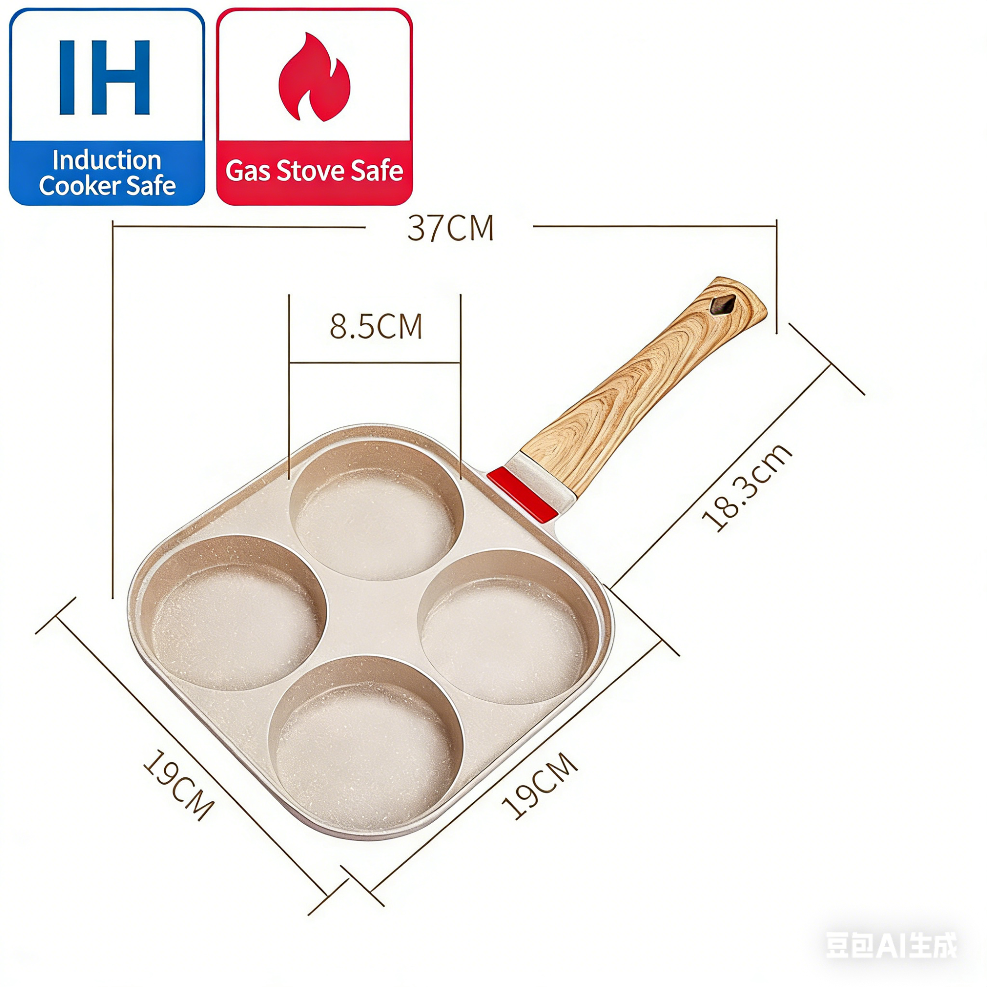 🔥Last Day Discount🔥🍳Non-stick Egg Frying Pan, 4 Holes Skillet With Handle🍳