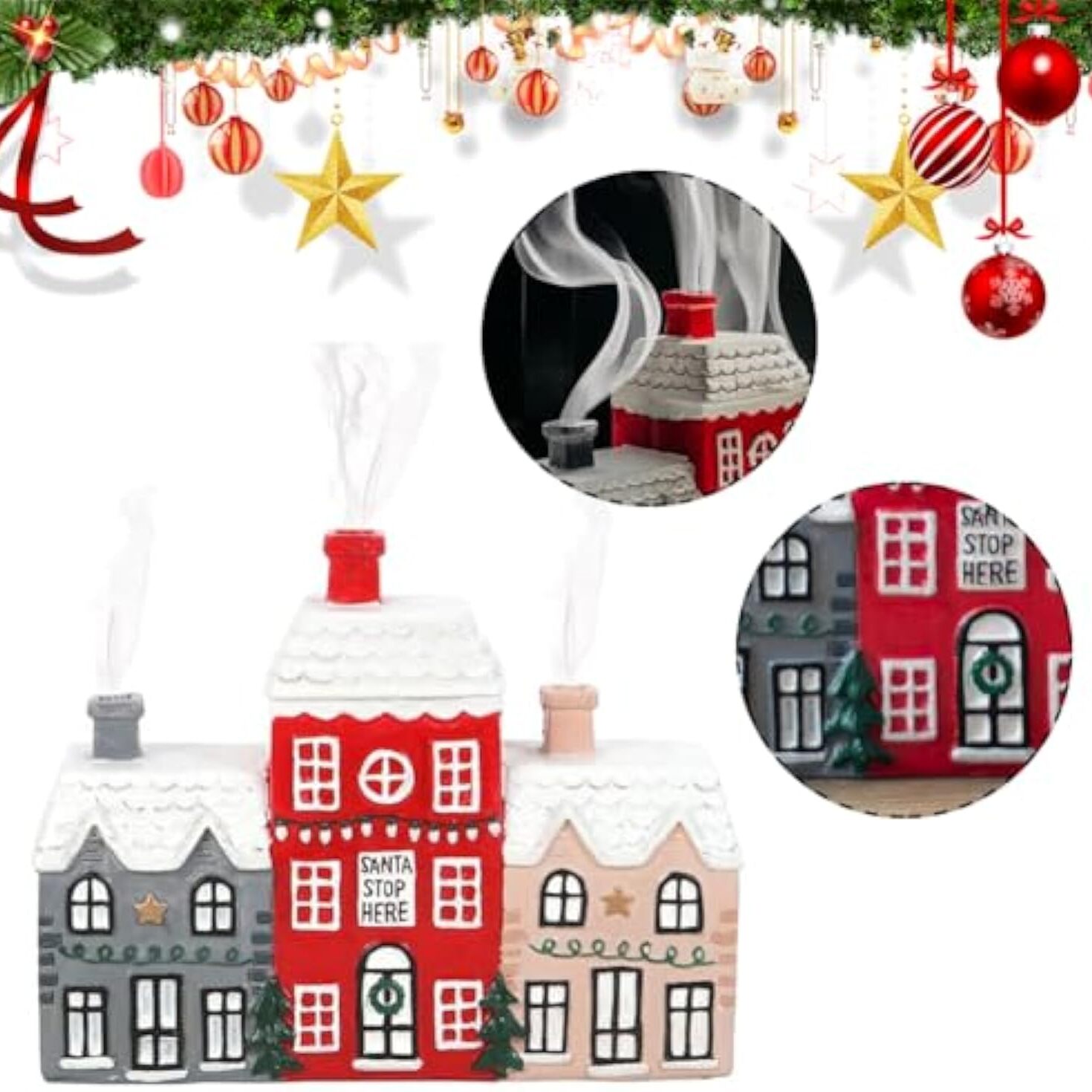 🏡Christmas Snowy Winter Incense Resin Cottage Incense Ornament