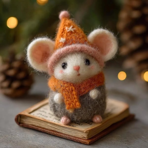 🎁🐭 Deluxe Christmas Felt Mouse | Handmade Wool Ornament ✨