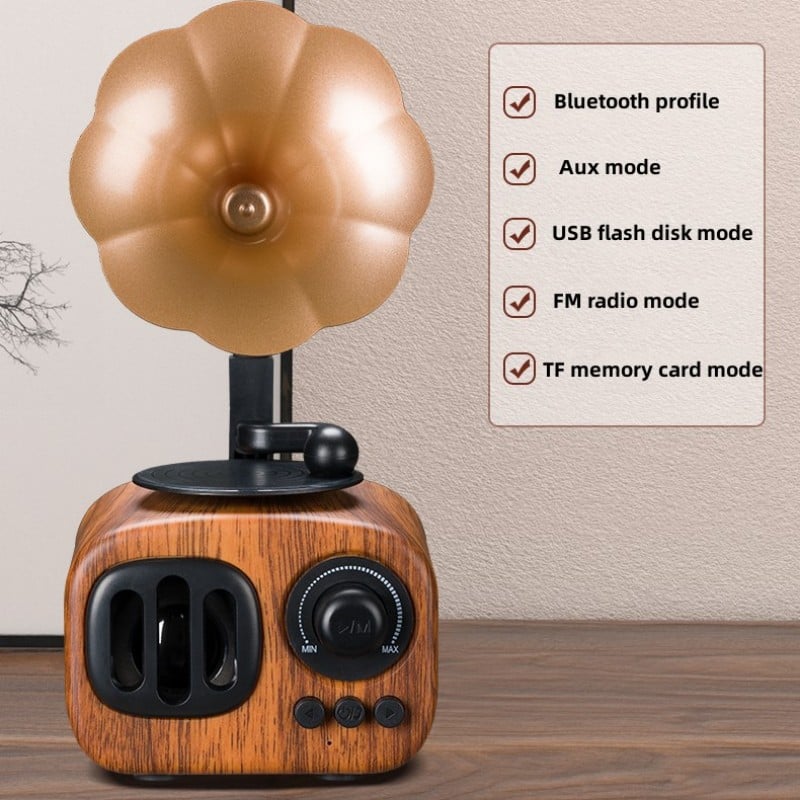 🎵Retro Wooden Phonograph Bluetooth Speaker