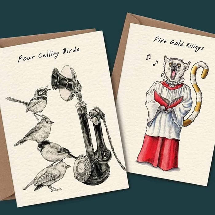 12 pcs Quirky Funny Christmas Cards & Envelopes Set