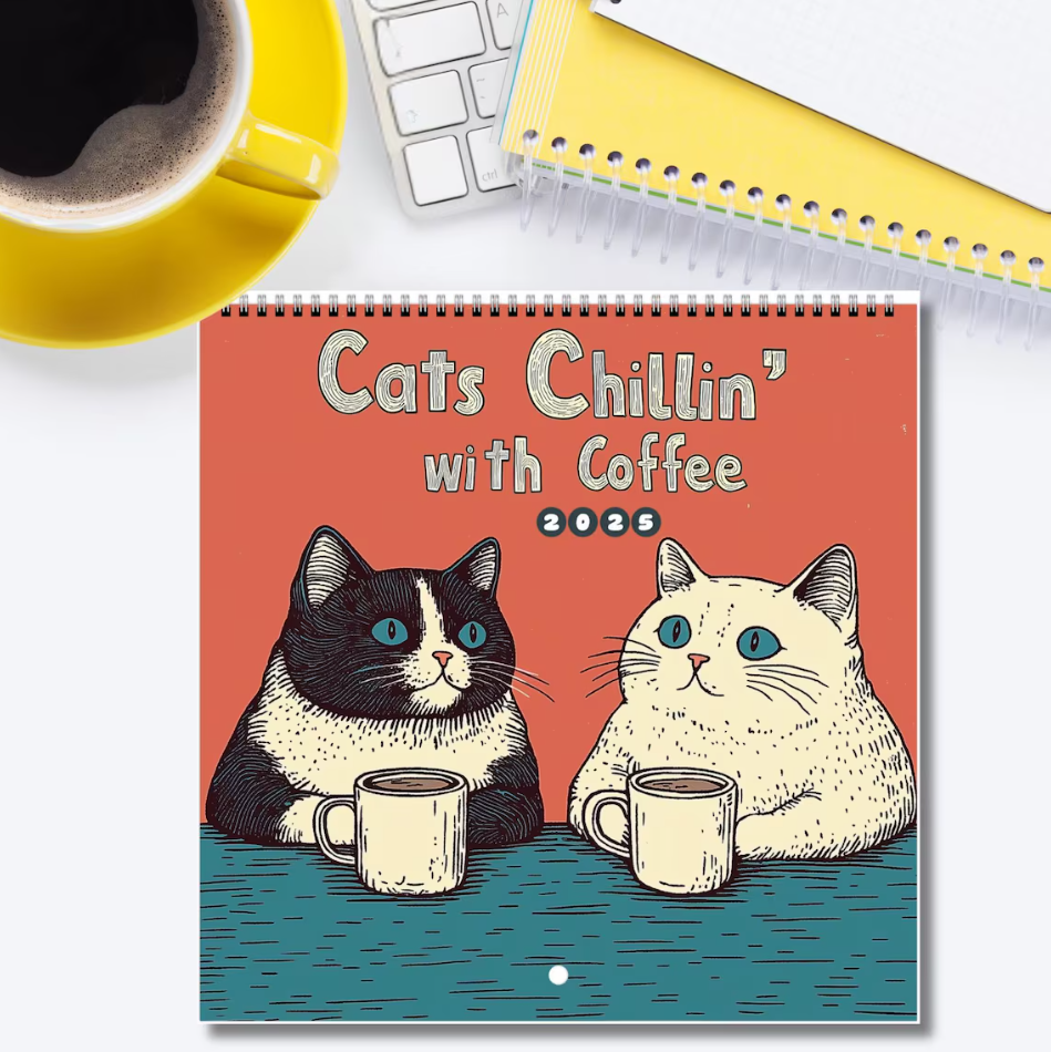 🎅Early Christmas 49%OFF🎅Cats Chillin' With Coffee - 2025 Cat Calendar