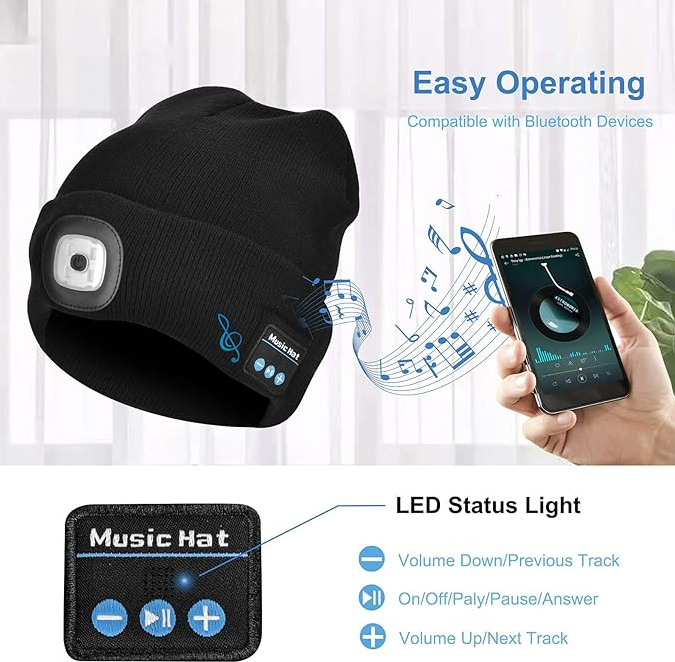 🎅Early Christmas 49%OFF🎅Rechargeable Bluetooth LED Headlight Beanie - Module detachable