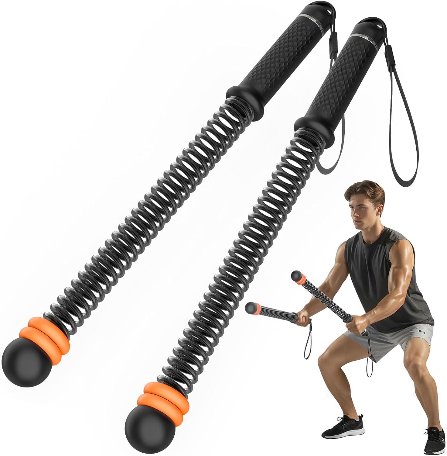 2-Pack Ropeless Battle Ropes | Quiet Space-Saving Home Gym Training (With Storage Bag)