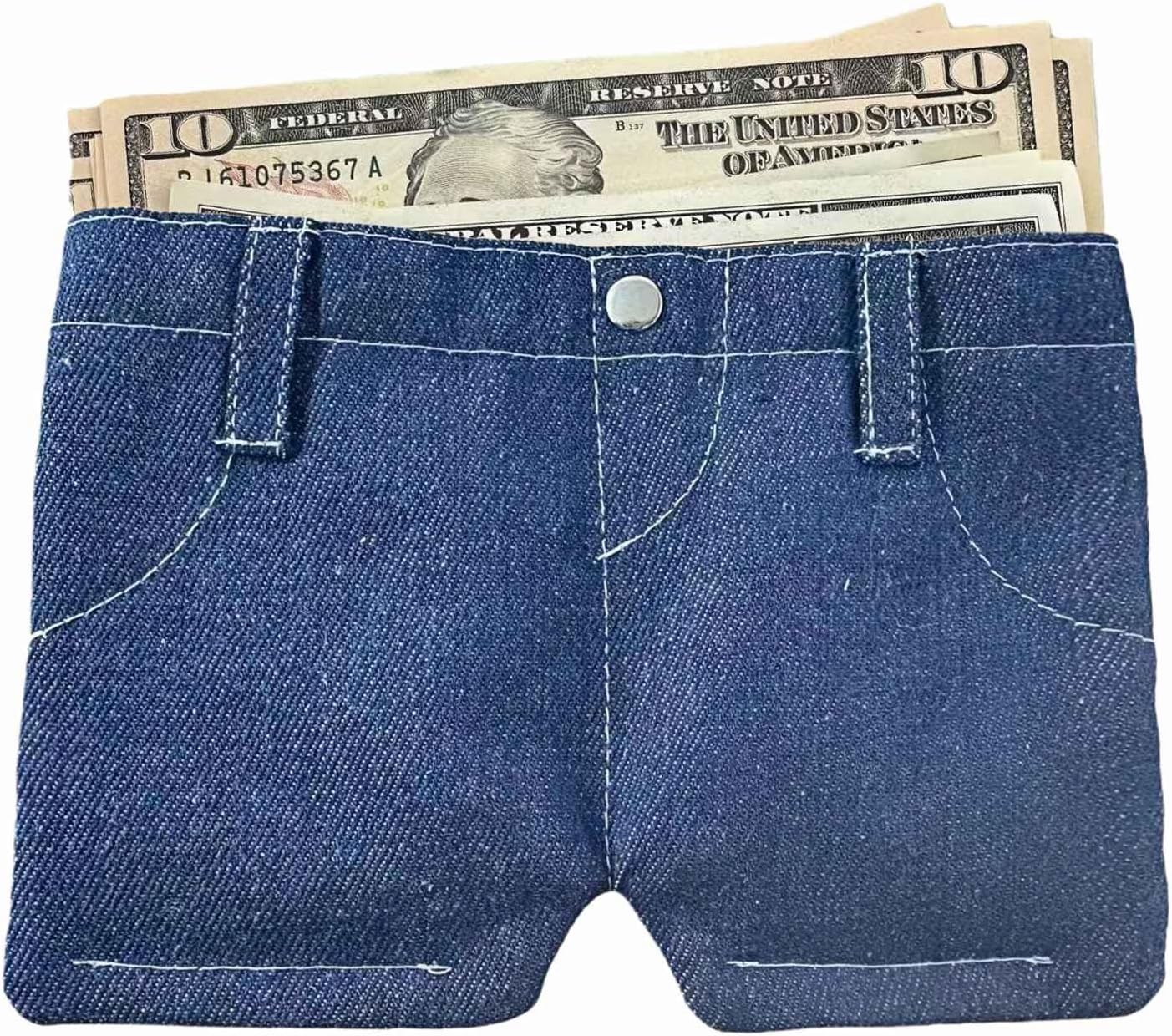 Funny Denim Bifold Wallet | Slim Thin Novelty Travel Wallet (Gift)