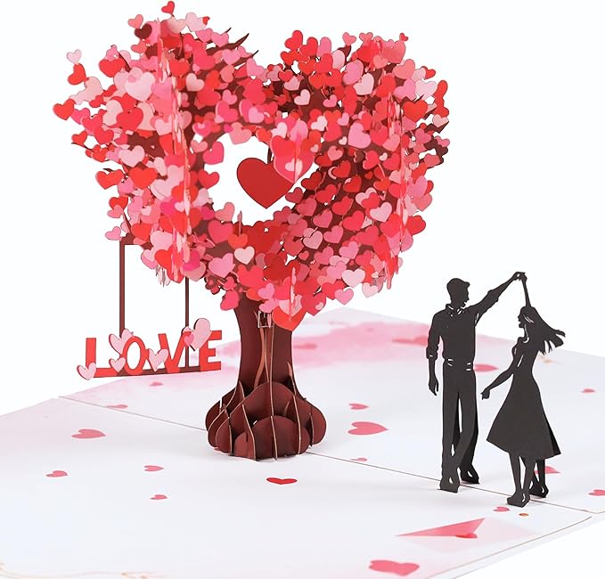 Pop Up Anniversary Card, 3D  Valentine's Day Anniversary Card with Love Tree & Hearts - Wedding Card for Wife, Husband, or Couple | Romantic Gift for Anniversary, Valentine's, Birthday (6x8 inch)