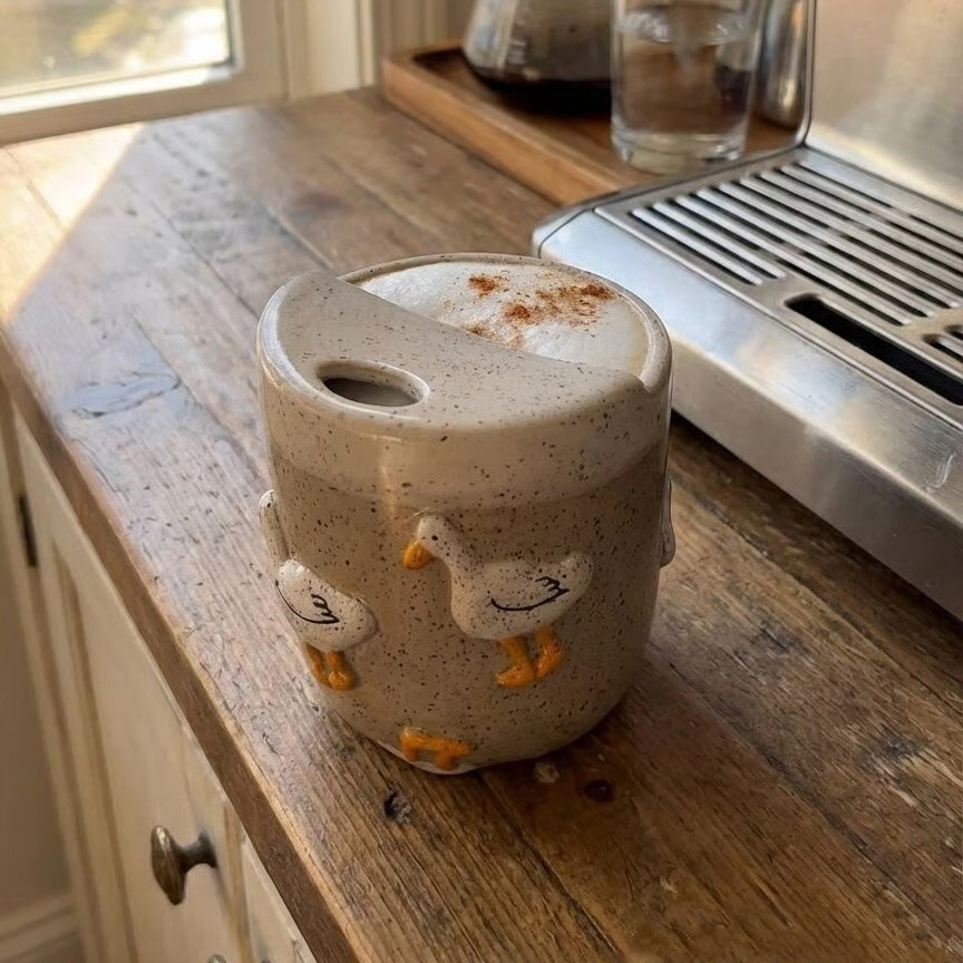 Handmade Cute Duck Ceramic Mug – Adorable Animal Coffee Cup for Daily Use