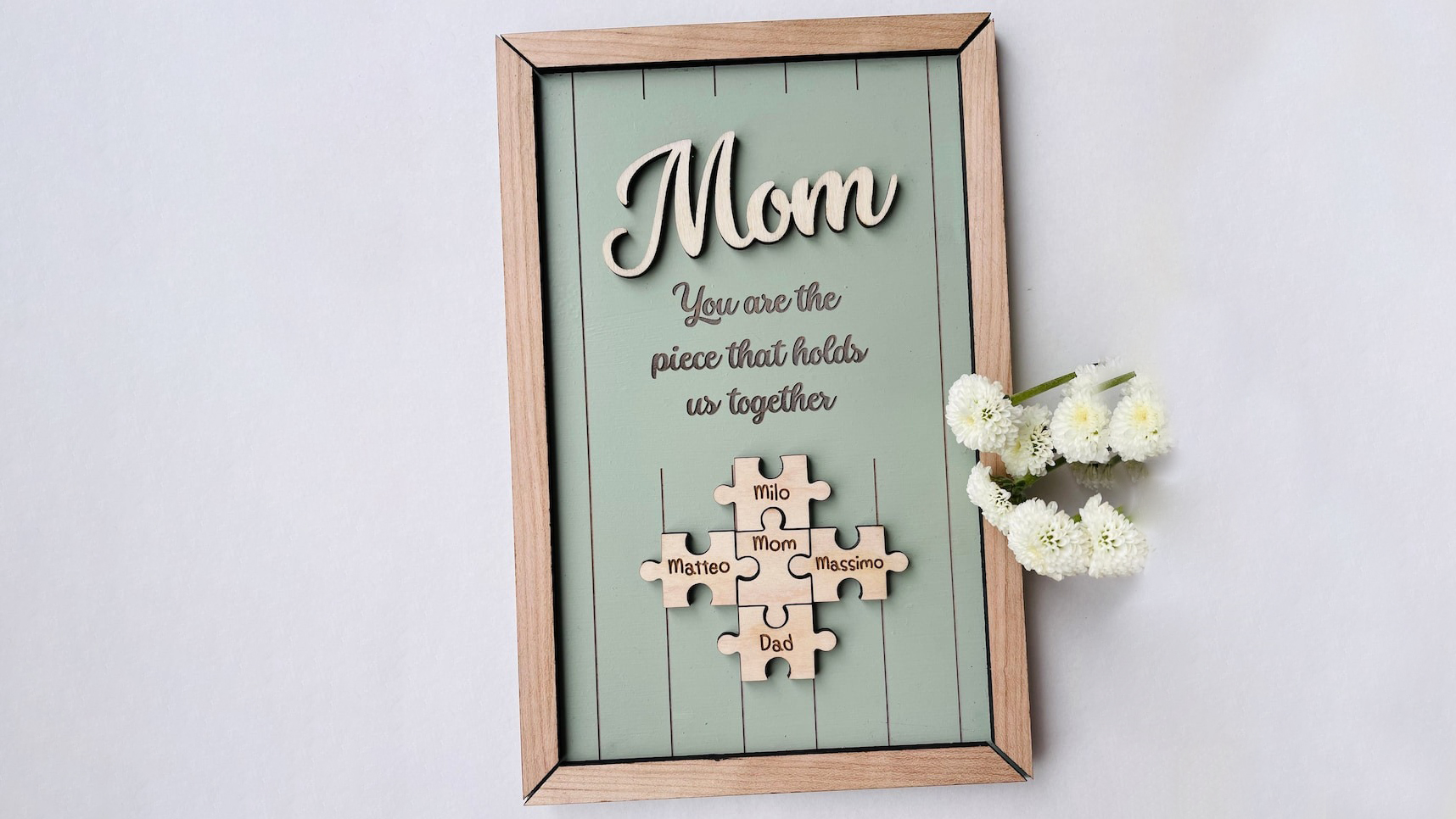 🎁Gift for Mother's day🎁Custom Carved Wood Puzzle Frame