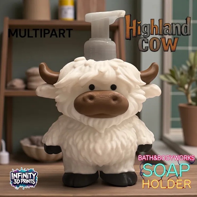 Highland cow 3-D printed Bath & body Works soap holder