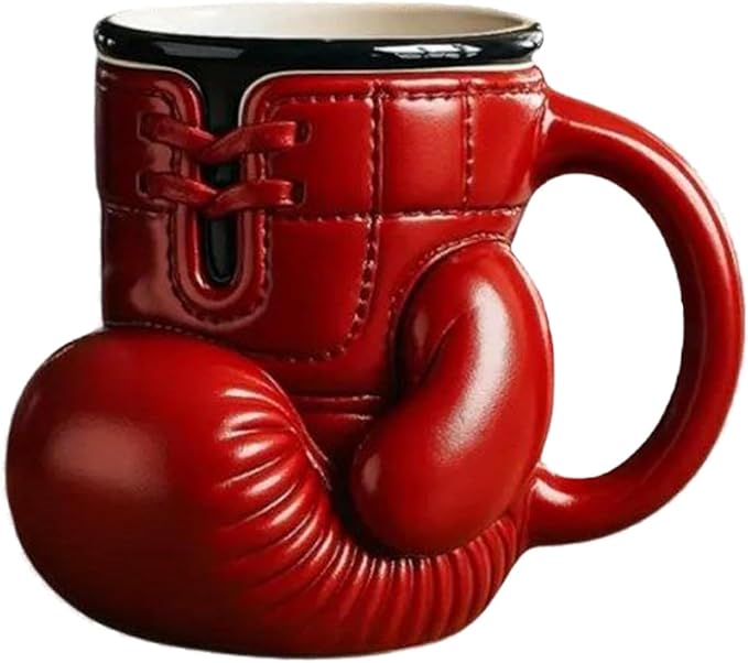 3D Red Boxing Glove Coffee Mug | Sports Resin Cup for Gym Office Dishwasher Safe