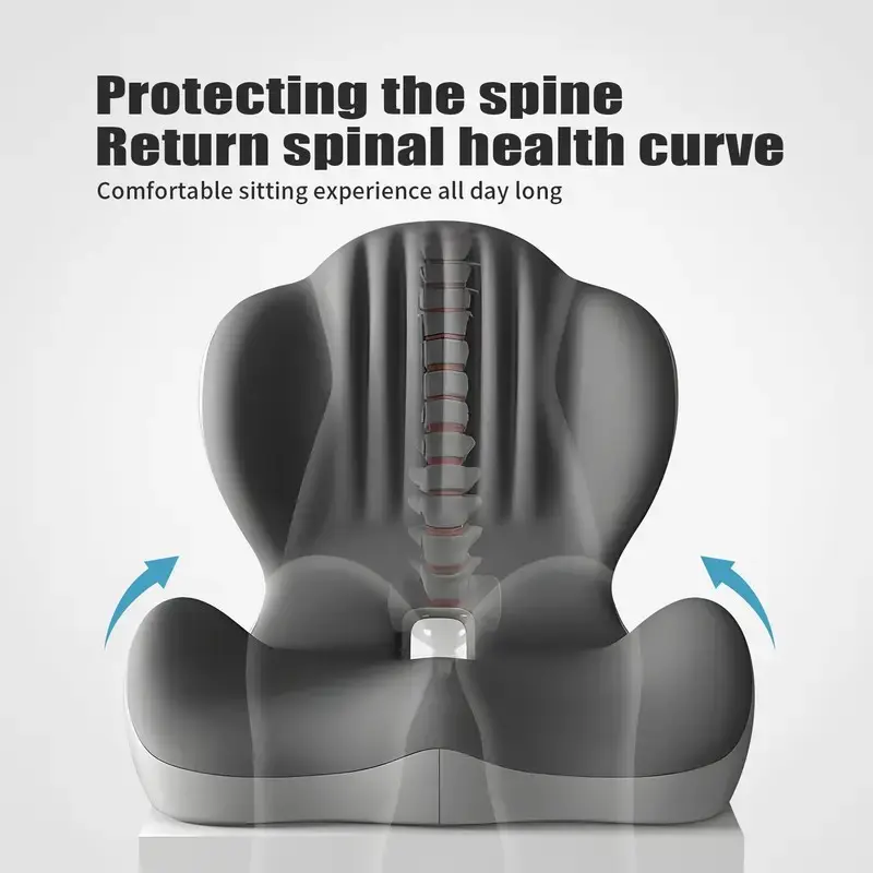 Ergonomic Memory Foam Seat Cushion with Lumbar & Back Support, Relieves Back Pain, Reduces Pressure