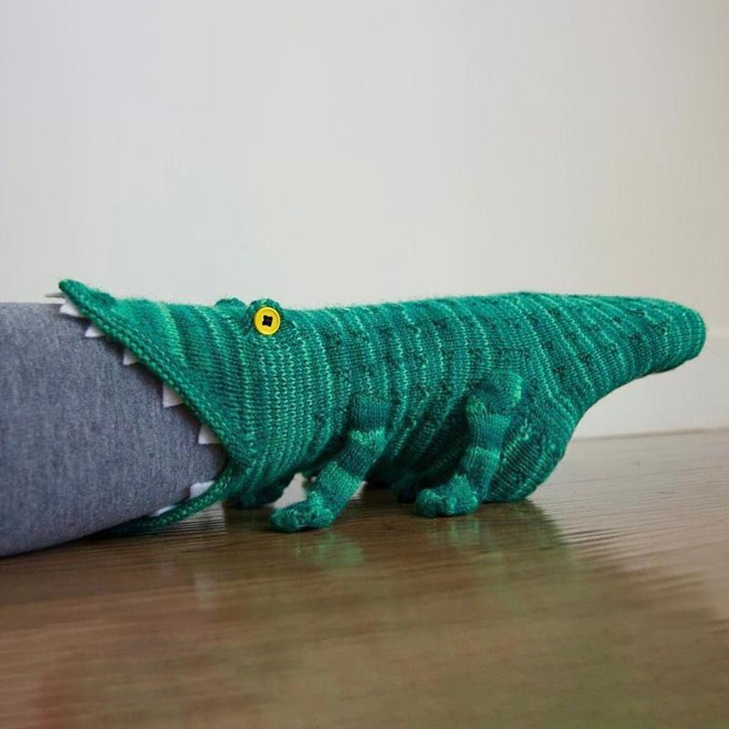 🎅3D Knitted Crocodile Socks