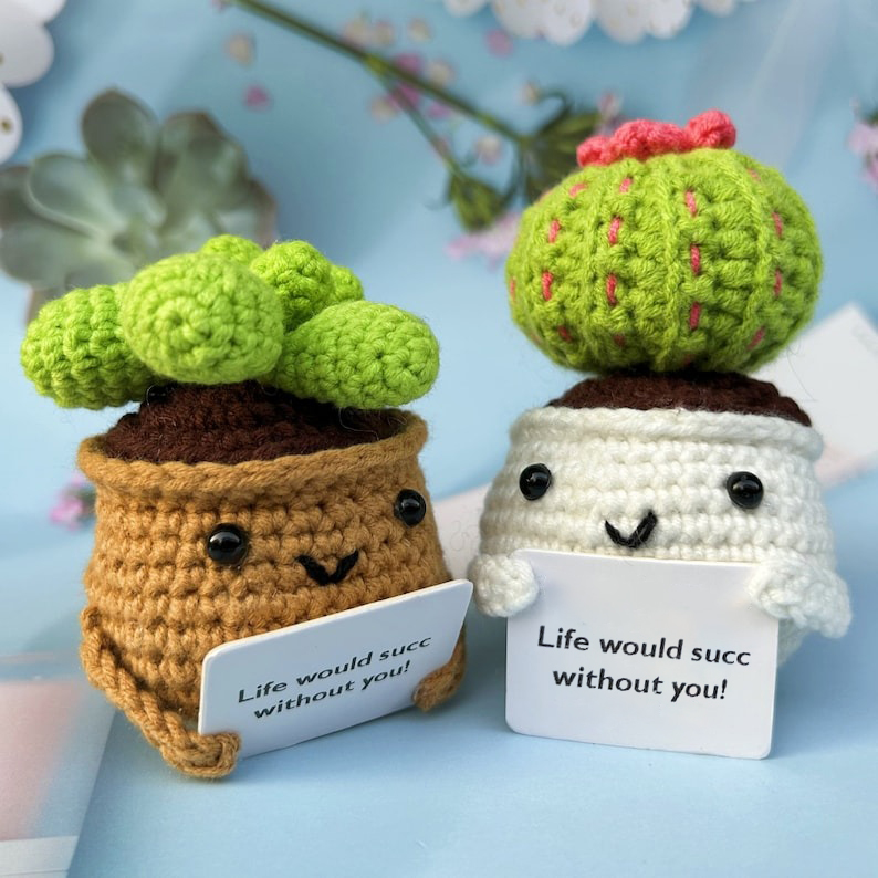 🌵Handmade Cactus With Positive Quote