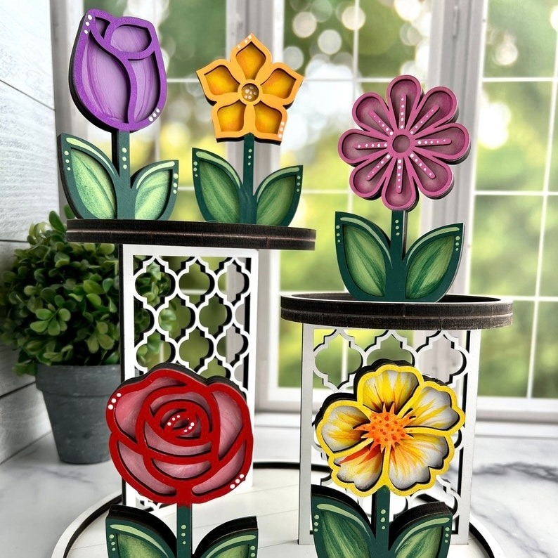 🌷Wooden Flower Ornaments🌷