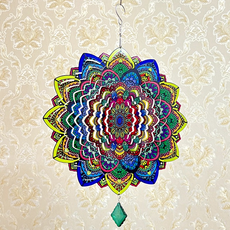 Neon Glowing Mandala Wind Spinner - Stunning 3D Effect