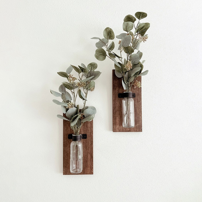 Rustic Wood Glass Farmhouse Wall Vase（