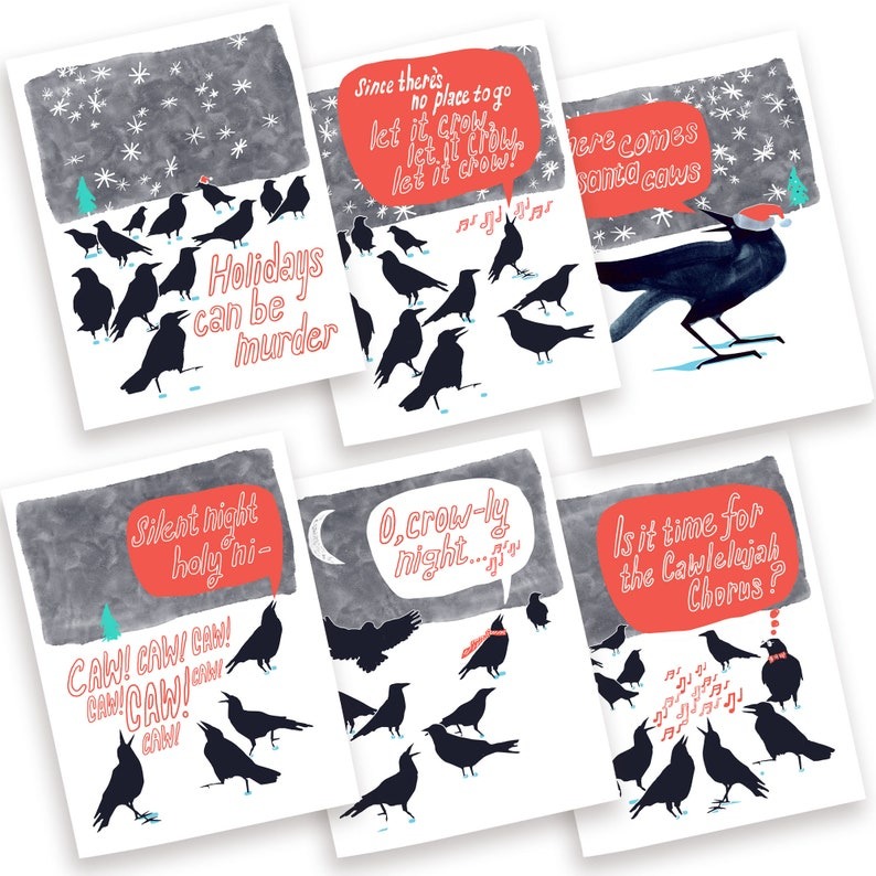 💕Christmas funny crow card✉