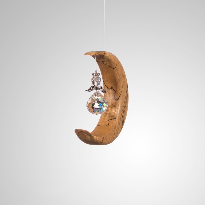 🌙Wooden Moon Crystal Suncatcher☀