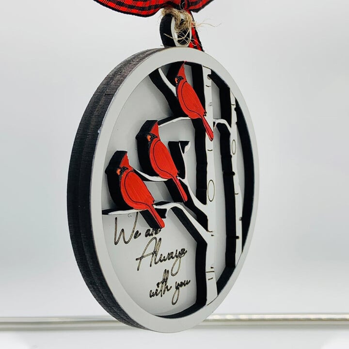 Handmade memorial ornament with Cardinals