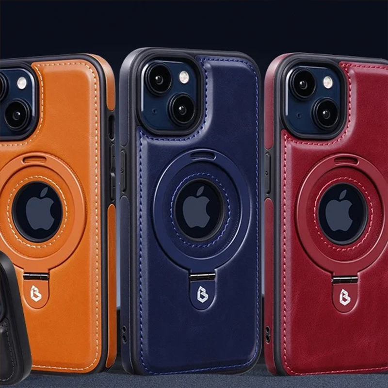 🔥Shockproof Leather Magnetic Stand iPhone Case