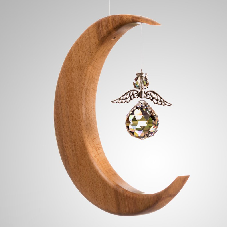 🌙Wooden Moon Crystal Suncatcher☀