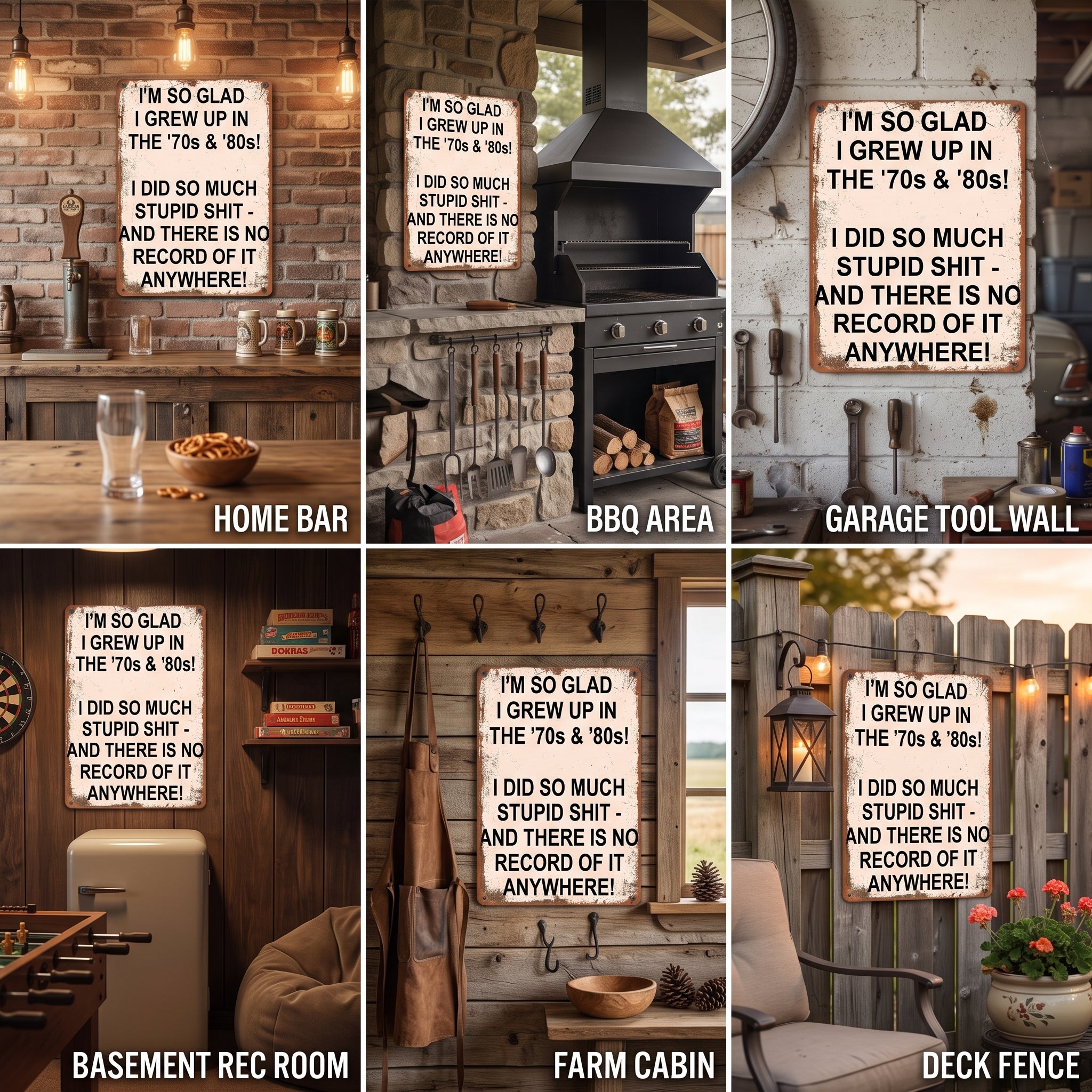 Vintage "I'm So Glad I Grew Up in the '70s & '80s" Metal Sign – Funny Retro Wall Decor 😂