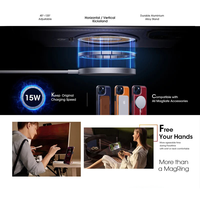 🔥Shockproof Leather Magnetic Stand iPhone Case