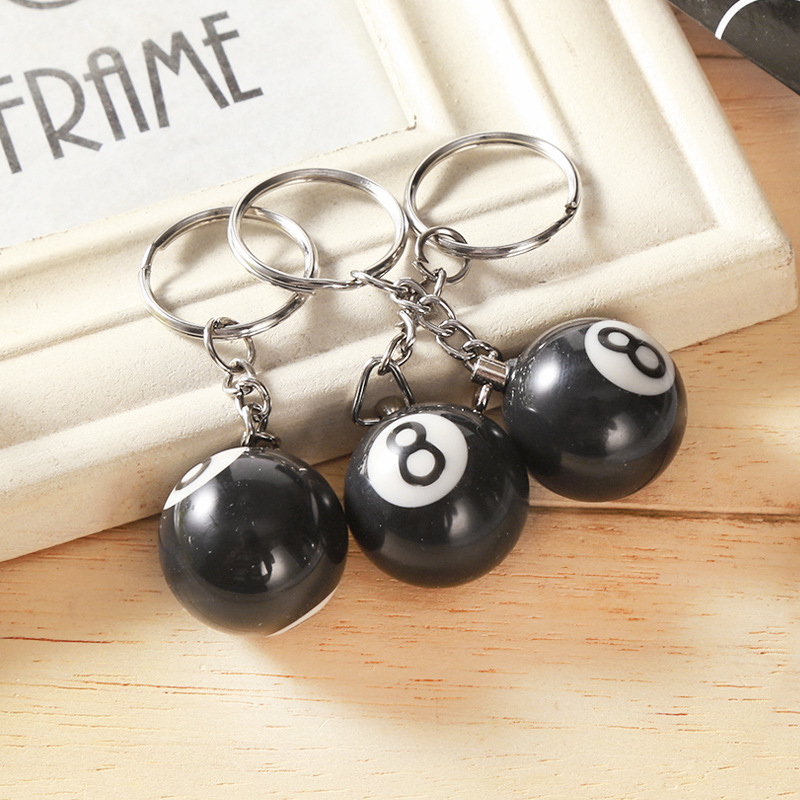 🤞An Element of Good Fortune - 🎱Black No.8 Billiard Ball Keychain