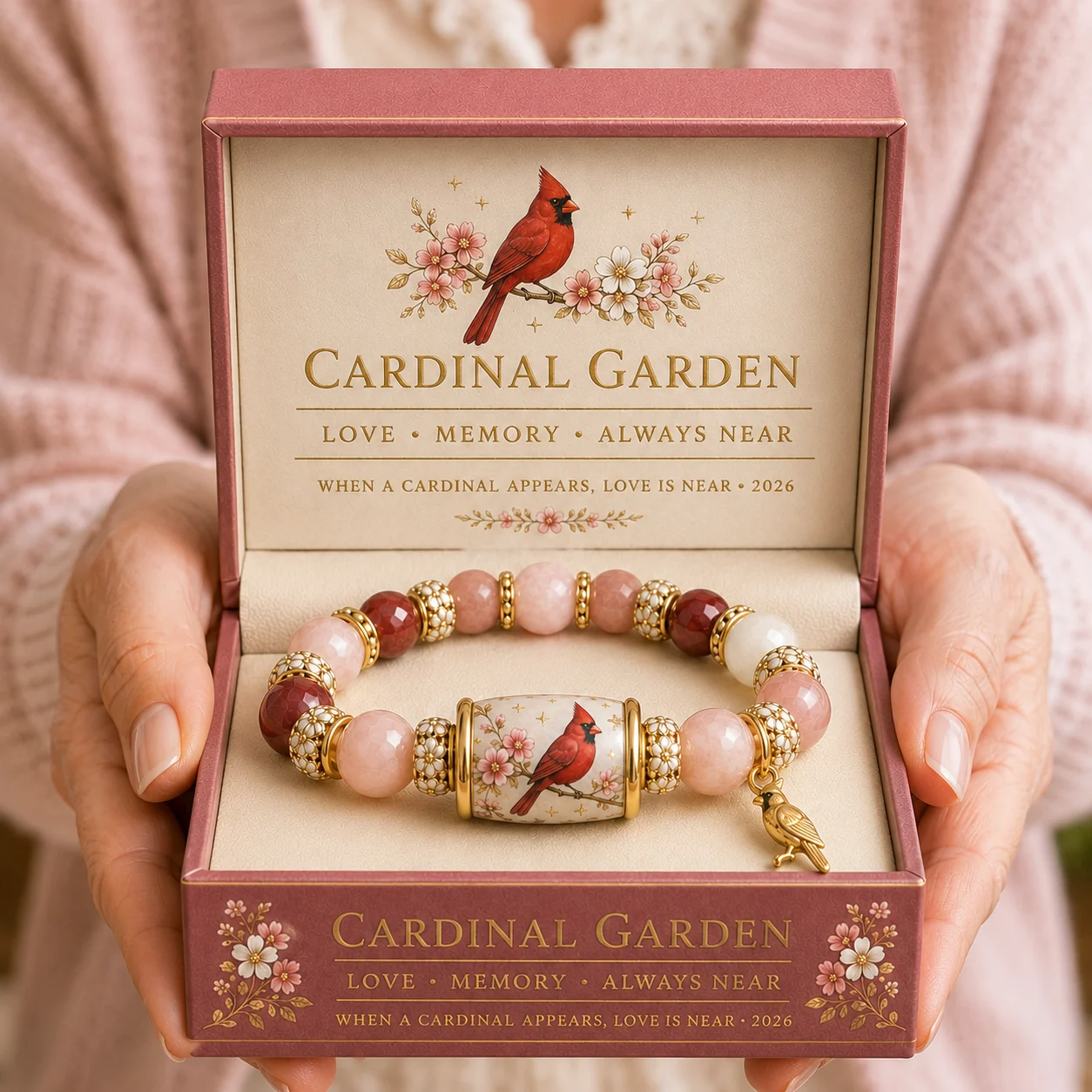 🐦️Cardinal Garden Memorial Bracelet