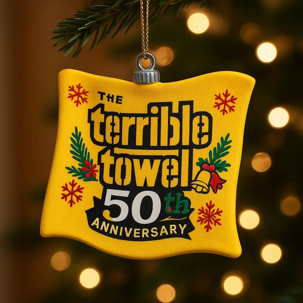 Pittsburgh Steelers – “Terrible Towel” 50th Anniversary Ornament(Double-sided embroidery)