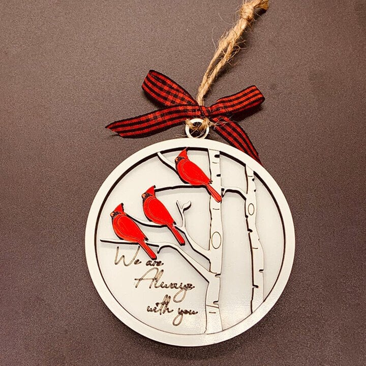 Handmade memorial ornament with Cardinals