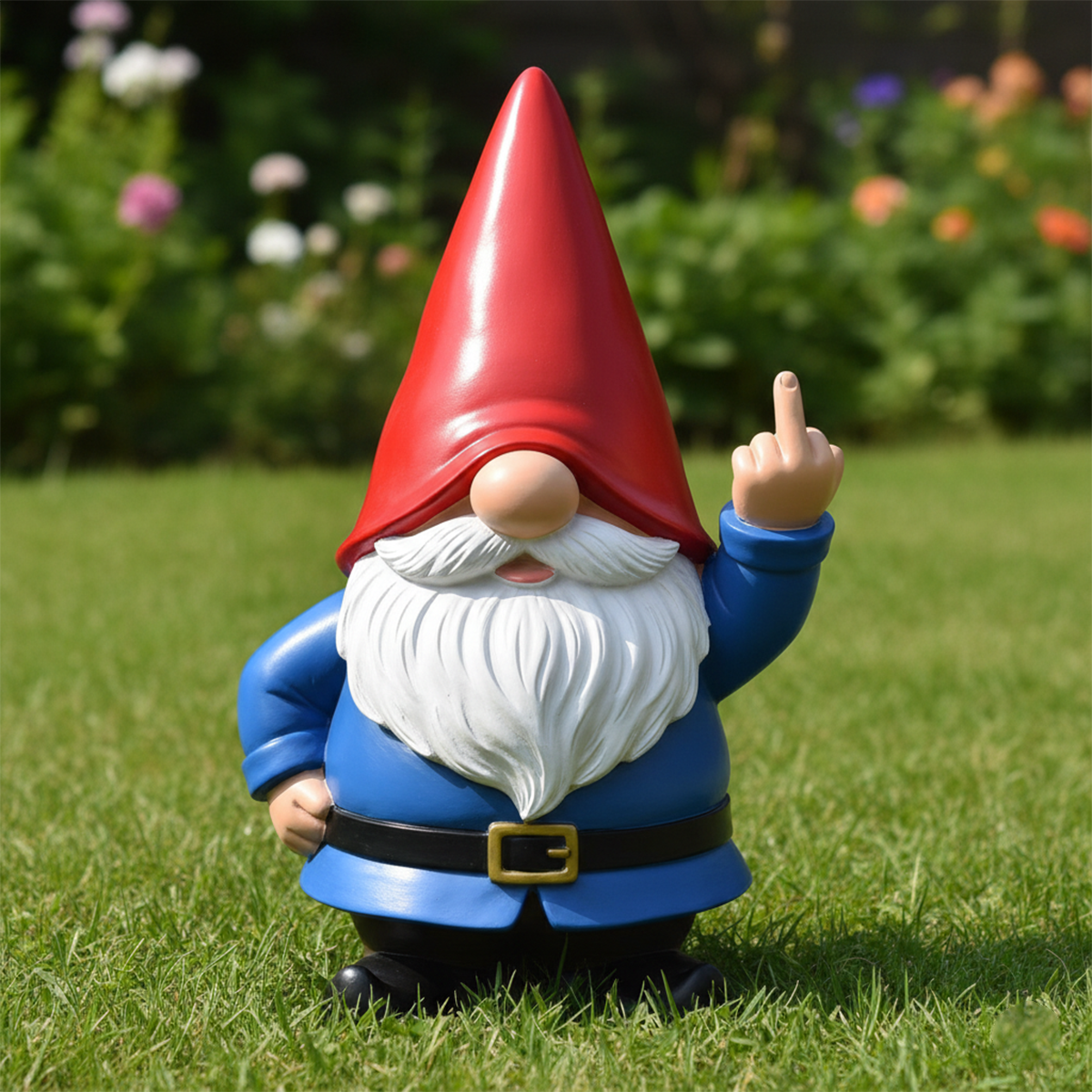 The Grumpy Guardian: Rude Middle Finger Gnome